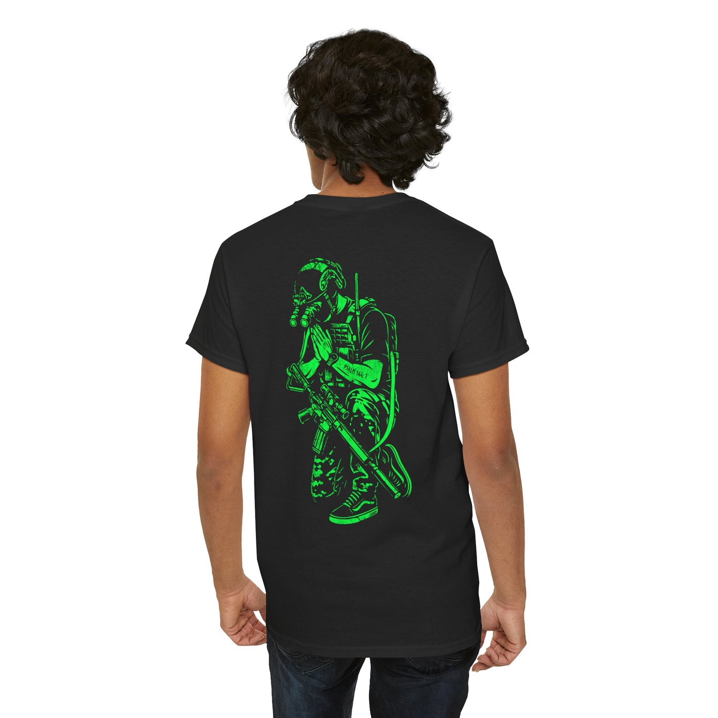 PSALMS 144:1 - Green Phosphor (Heavyweight Tee)